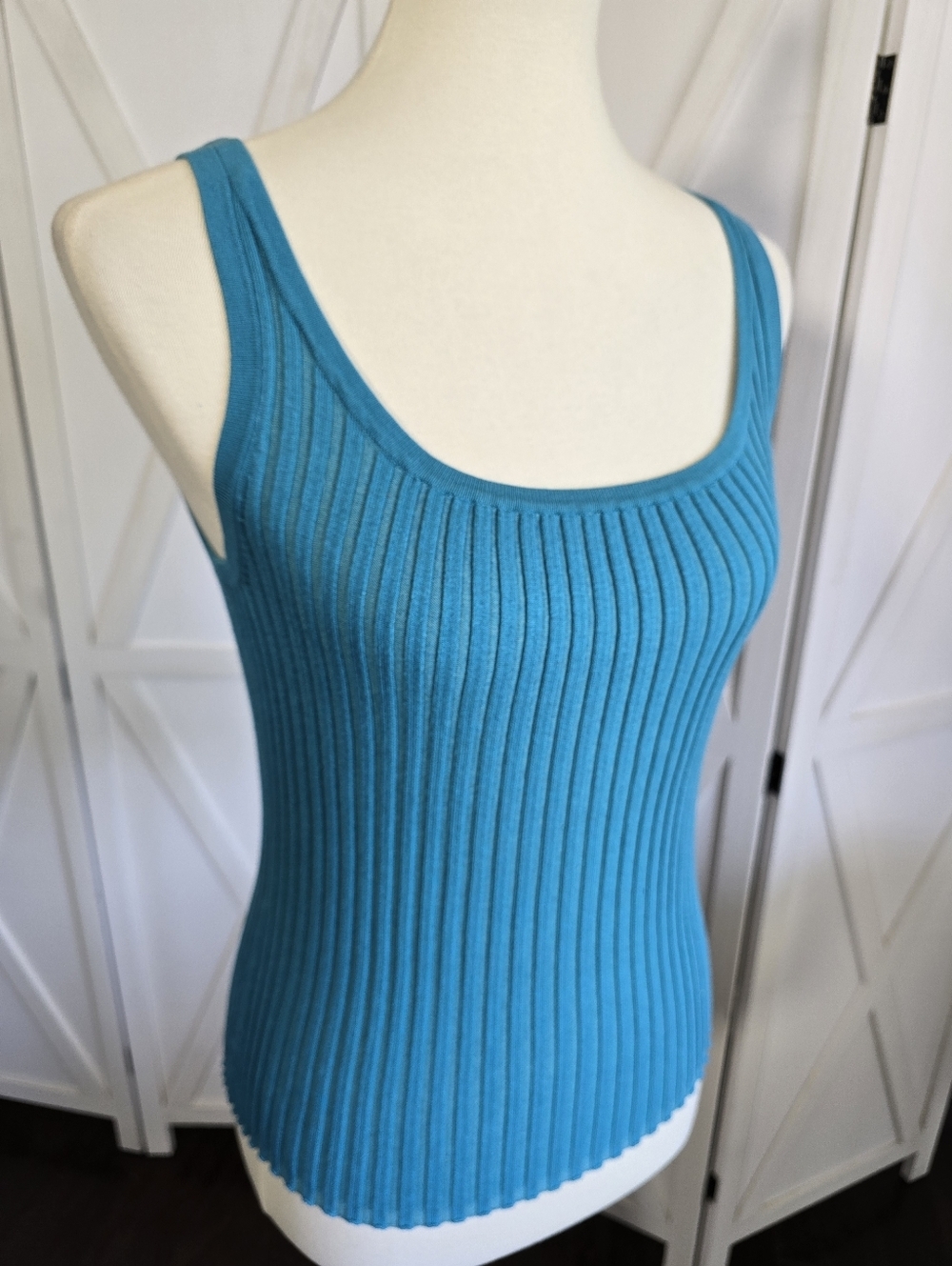 Cable & Gauge Teal/Turquoise Ribbed Tank Top - Picture 2 of 7